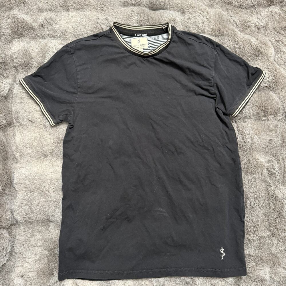 Scott James Men's T-Shirt Size L Black Short Sleeve Crew Neck